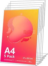 5 Stück Tischaufsteller A4, L Form Acryl Ständer 
