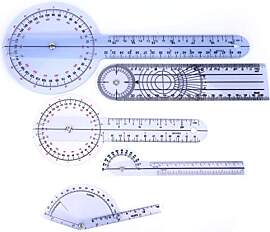 5 x Finger-Goniometer, Winkelmesser, Lineal,