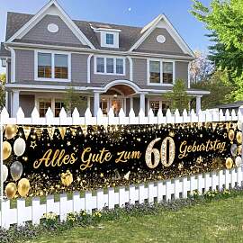 60. Geburtstag Deko Banner Schwarz Gold - Alles