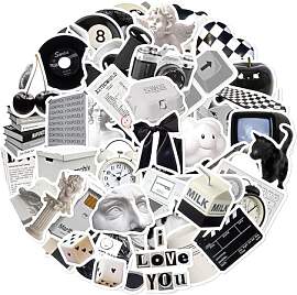 61 Stück Sticker Schwarz Weiss Set,Vintage