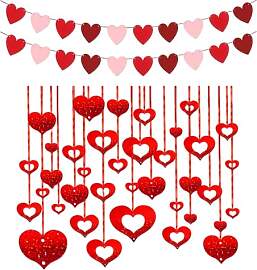 61 Stück Valentinstag Deko Set Herz Deckenhänger 