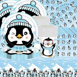 61 teiliges Pinguin Party Geschirrset,