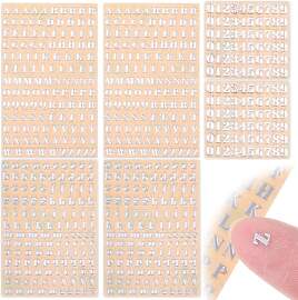6 Bögen Mini Silber Alphabet Aufkleber, Metall