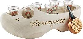 6er Friesengeist Servierholzschuh mit 6 Gläsern