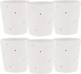 6er Set Becher ohne Henkel Hearts Natural weiß