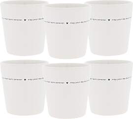 6er Set Becher ohne Henkel mit Schriftzug für