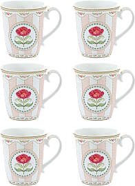 6er Set Becher, Tassen FLOWERY Blumen 275ml weiß