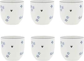6er Set Eierbecher Daisies Blumen rund weiß blau