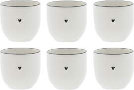 6er Set Eierbecher HEART mit kleinem schwarzen