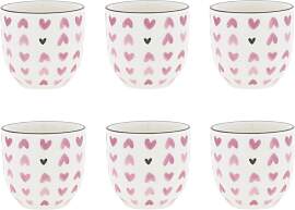 6er Set Eierbecher Hearts all over Herzen weiß