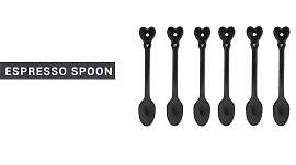 6er Set  Espressolöffel HEART BLACK matt schwarz