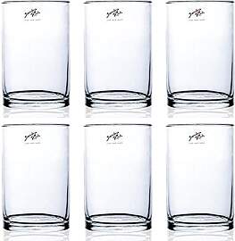 6er Set Glasvasen Dekogläser CYLI Zylinderform H. 