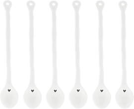 6er Set Kaffee Latte Macchiato Löffel HEART weiß 