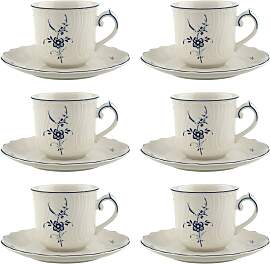 6er Set Kaffeetasse 120ml mit Untertasse Vieux