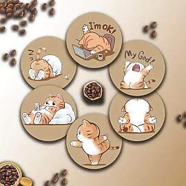 6er Set Katzen-Untersetzer – rutschfeste,