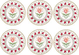6er Set Kuchenteller FLOWERY Blumen D. 19cm weiß