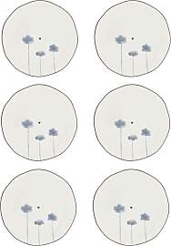 6er Set Kuchenteller IRIS BLUE POPPY mit Blumen D. 