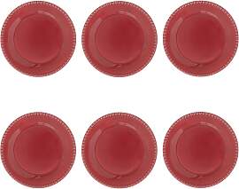 6er Set Kuchenteller TIFFANY BURGUNDY rot rund D.