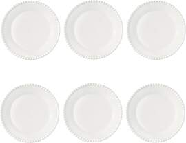 6er Set Kuchenteller TIFFANY WHITE weiß rund D.