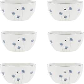 6er Set Müslischalen IRIS BLUE POPPY Blumen 14cm