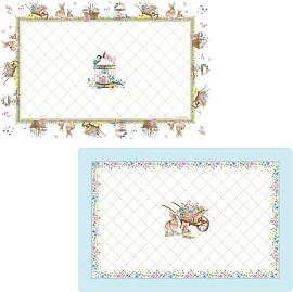 6er Set Platzsets SPRING BLOOM Hasen und Blumen