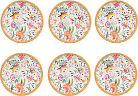 6er Set Speiseteller OSAKA Blumen D. 28cm weiß