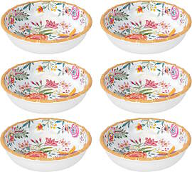 6er Set Suppenteller OSAKA Blumen D. 20,5cm weiß