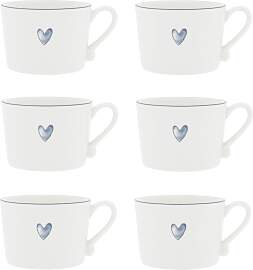 6er Set Tassen, Becher IRIS BLUE HEART Herz 300ml