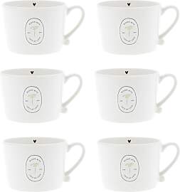 6er Set Tassen bloom with lots of love weiß beige 
