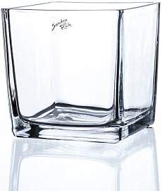 6er Set Teelichtgläser CUBE H. 14cm 14x14cm Glas