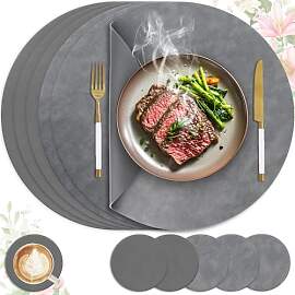 6er Set Tischset aus Leder-Imitat，Platzsets