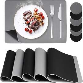 6er-Set Tischsets Abwaschbar und Untersetzer,