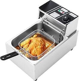 6L Elektrische Fritteuse, mit Korb und Deckel