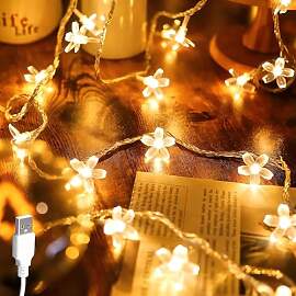 6M 40 LED Lichterkette Blumen,Warmweiß