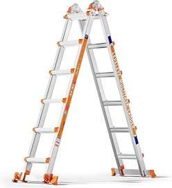 6 m Ausziehleiter mit Stabilisator und Rollen,
