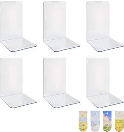 6PCS Klarer Buchstützen, Buchständer aus Acryl,