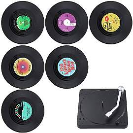 6pcs Retro Vinyl Record Coasters Vinyl Record