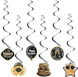6 Schwarze und Goldene Spiralornamente zum
