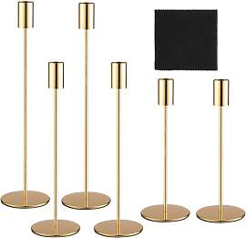 6 Set Kerzenhalter, Gold Metall Kerzenhalter, 3