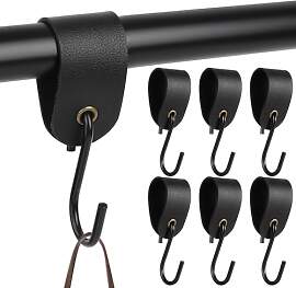 6 Sets S Haken mit Lederschlaufe Schwarze