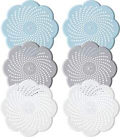 6 Stück Abflusssieb Silikon -2 blau 2 grau 2