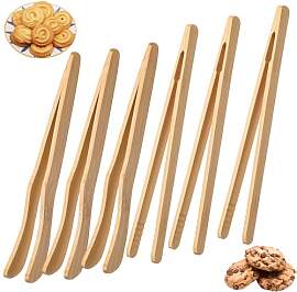 6 Stück Bambus-Toastzange Mini Toasterzangen-Set