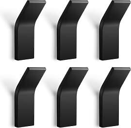 6 Stück Kleiderhaken Schwarz, Handtuchhalter Ohne 