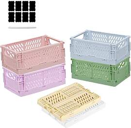 6 Stück Mini Klappbox, Faltbar Stabil Plastik