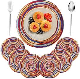 6 Stück Platzset Rund, Tischsets Abwaschbar Rund, 