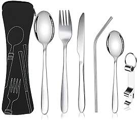 6-Stück Tragbares Campingbesteck Set,304