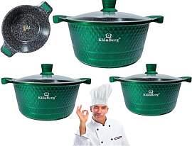 6-teiliges rotes Topfset, mit Deckel, Induktion,