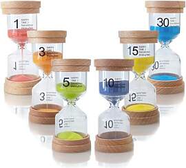 6-teiliges Sanduhr-Set für Kinder, Holz-Sanduhr,