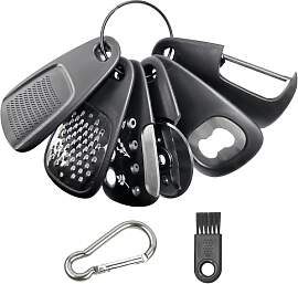 6 tragbare Küchenwerkzeuge, 1 Karabiner, Obst-