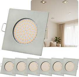 6x LED Einbauspot flach eckig 230V – 4W, 330lm,